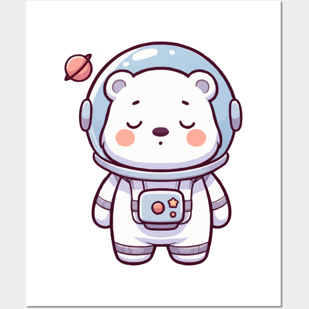 cute astronaut polar bear sleeping Wall Art by fikriamrullah